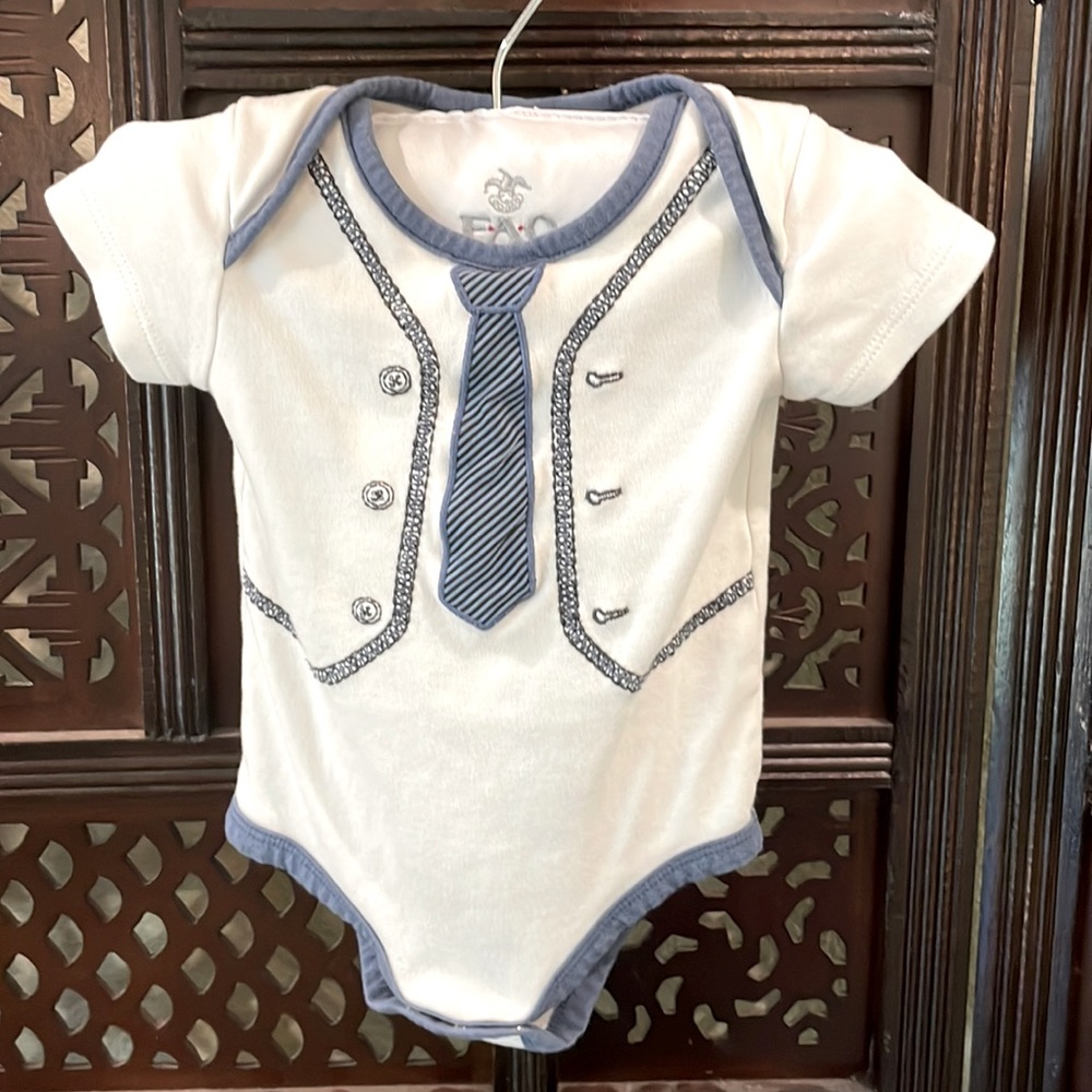 FAO Schwarz Faux Tie Baby Onesie (3m)